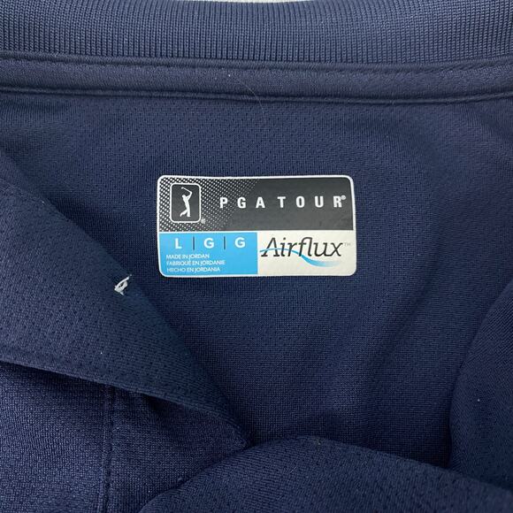 PGA TOUR Mens Airflux Solid Golf Polo Shirt L Blue Navy - Picture 5 of 8